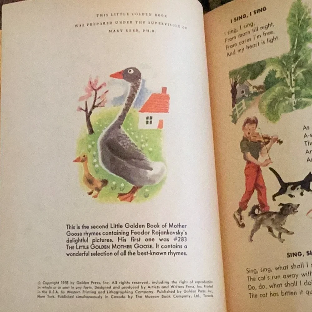 🪿 More Mother Goose Rhymes Vintage CHILDRENS Little Golden BOOK Originally .29